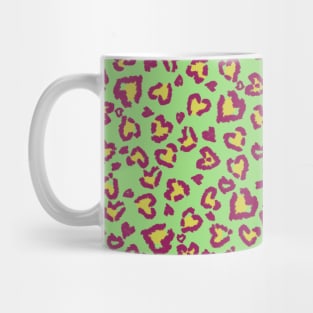 Valentine Leopard Pattern in Plum on Green Mug